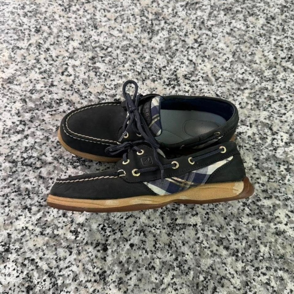 Sperry Top Sider Blue Plaid Boat Loafer Shoe M6 (Women's 7.5) 9771320